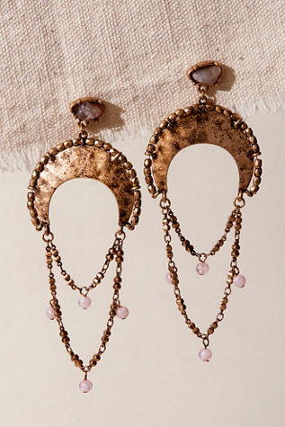 Miriam Dangle Earrings at Free People in Gold/Rose Quartz