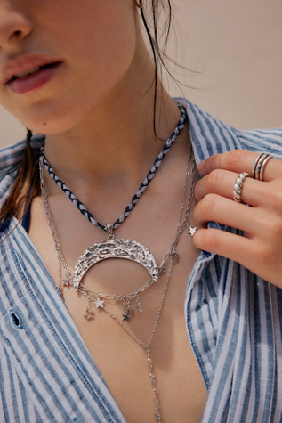 Wild Wanderer Layered Necklace at Free People in Silver/Navy/Slate