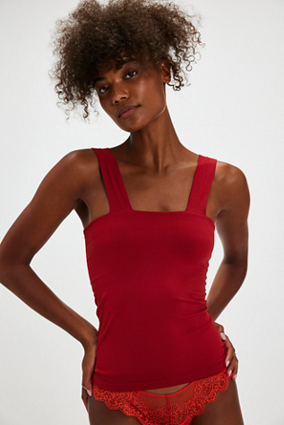 Clean Lines Square-Neck Tank Top by Intimately at Free People in Rubies, Size: M/L