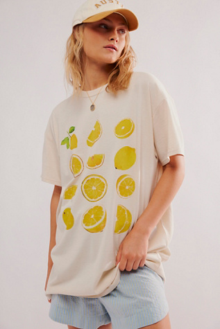 Lemons Tee by Girl Dangerous at Free People in Antique White, Size: S-M/P-M