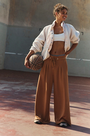 Full Court Wide Leg Pants by FP Movement at Free People, Camel, S