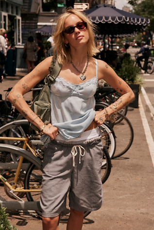 Blakely Trouser Bermuda Shorts by Free People in Grey, Size: L