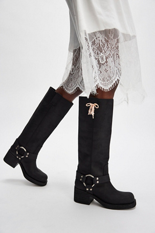 Katrina Pull-On Tall Boots By Jeffrey Campbell At Free People In Black Silver, Size: US 9