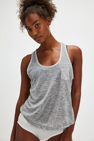 Seize The Day Pocket Tank Top by Intimately at Free People in Heather Grey, Size: XS