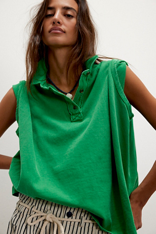 We The Free Keep On Polo At Free People In Free Green, Size: XL