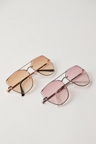 Paloma Oversized Aviator Sunglasses at Free People in Silver/Mauve