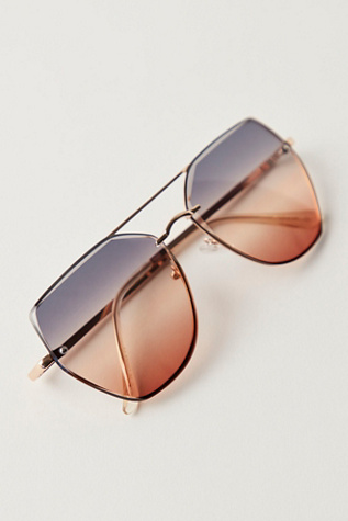 Paloma Oversized Aviator Sunglasses At Free People In Gold With Gradient Lens