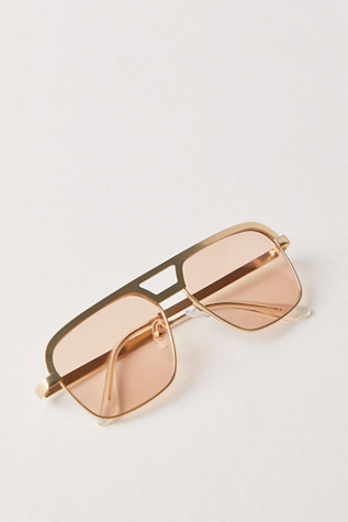 Maverick Metal Aviator Sunglasses At Free People In Gold/Gold