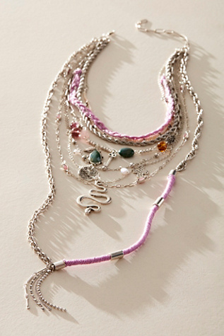 Luca Extreme Layer Necklace at Free People in Silver/Lilac