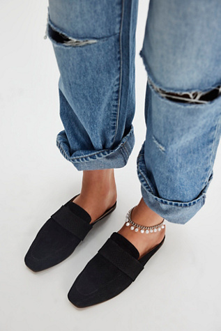 At Ease Embossed Loafers par Free People en Black Suede, pour femme taille: US 8.5