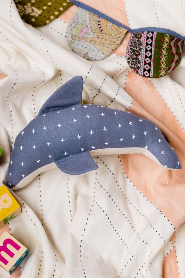 Anchal Kantha Handmade Stuffed Dolphin #1