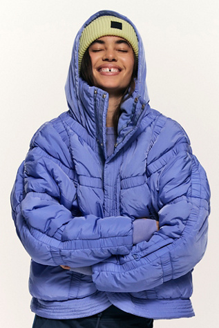 Shirr Enough Backpack Puffer by FP Movement at Free People in Blueberry, Size: Medium