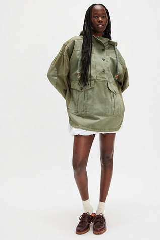 We The Free Marlie Washed Pullover Jacket at Free People in Green, Size: XS