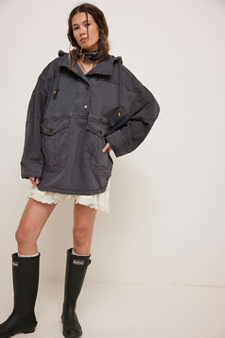 We The Free Marlie Washed Pullover Jacket at Free People in Dark Denim, Size: Small