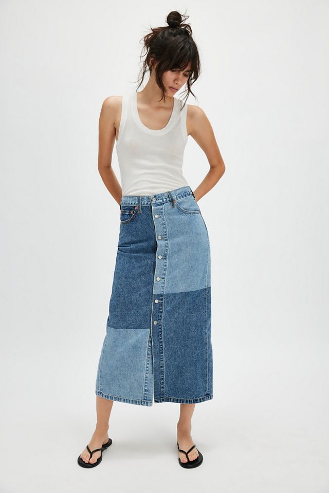 Levi's button front skirt best sale