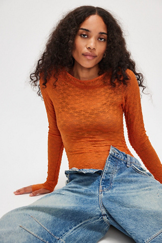 Hello Gorgeous Bodysuit By Intimately At Free People In Rust, Size: Medium