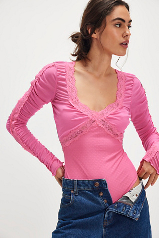 Forever Young Bodysuit By Intimately At Free People In Pink Wink, Size: XS