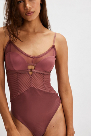 Night After Night Bodysuit by Intimately at Free People in Mauve Combo, Size: Medium