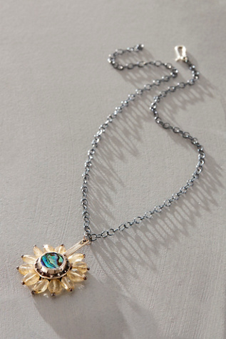 Eric Silva Flower Stone Necklace by Eric Silva Jewelry at Free People in Citrine Abalone