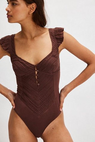 Sanna Bodysuit by Intimately at Free People in Umber Earth, Size: Large