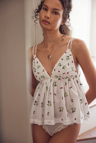 Out Of Town Embroidered Cami by Intimately at Free People in Ivory Combo, Size: Medium