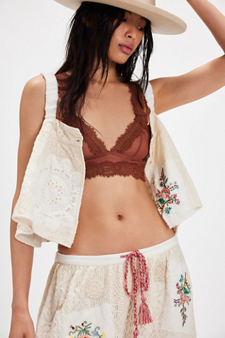 Downtown Darling Longline Bralette by Intimately at Free People in Rustic Brown, Size: Medium