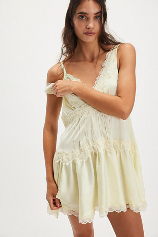 In This Groove Mini Slip By Intimately At Free People In Limon Ice, Size: Small