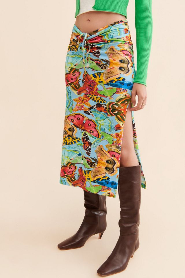 Abacaxi Ruched Midi Slit Skirt #2