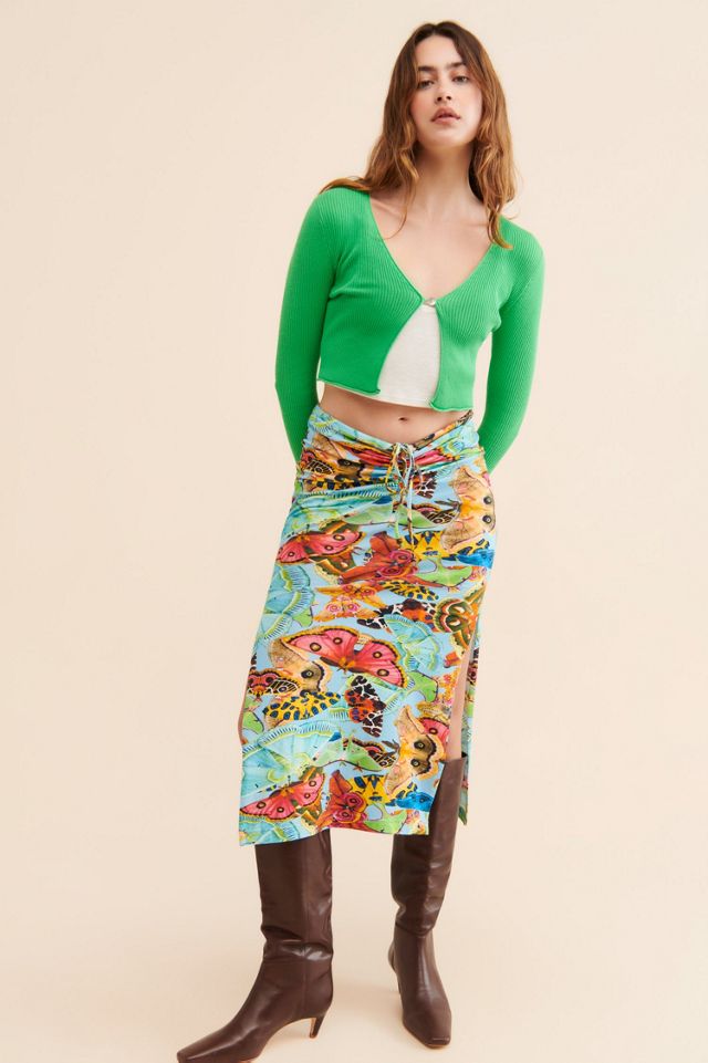 Abacaxi Ruched Midi Slit Skirt #3