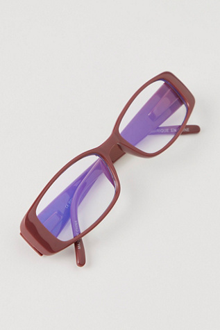 Lunettes anti-lumière bleue rectangulaires Megan par Free People en Rouge Sang De Boeuf, pour femme