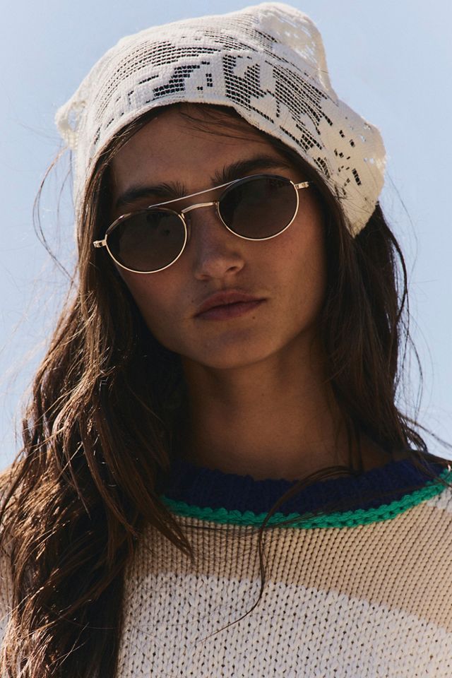Free People Glossy Black Round Modern Bohemian Sunglasses FREE PEOPLE Midnight Round Sunglasses | endource main image 3