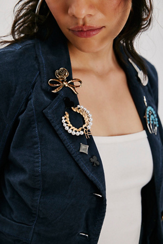 Green Gardens Brooch at Free People in Gold/Pearl