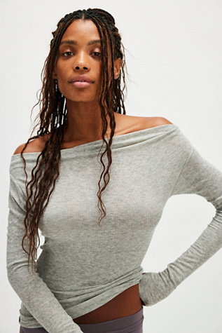 Enough Said Long Sleeve Top by Intimately at Free People in Heather Grey, Size: XS