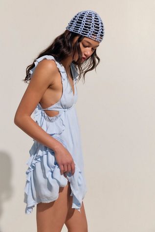 free people blue linen dress Full Of Sunshine Cotton-Linen Mini Dress
