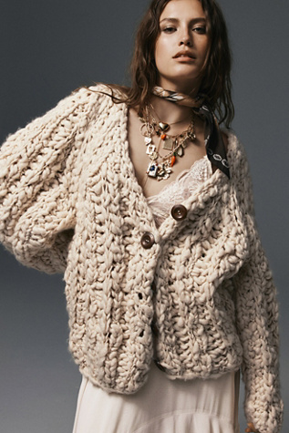 Unicorn Handknit Cardi At Free People In Tofu, Size: Small