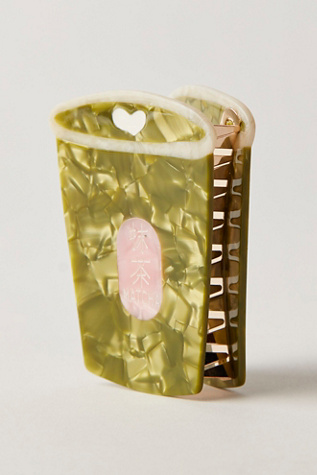 Solar Eclipse Hand-Painted Claw Clip at Free People in Matcha Latte