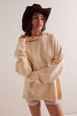 We The Free Your Favorite Washed Hoodie At Free People In Ivory Onyx Combo, Size: XS