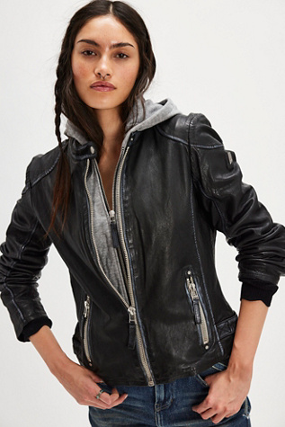 Mauritius Finja Leather Jacket by Mauritius Leather at Free People in Black, Size: US 6