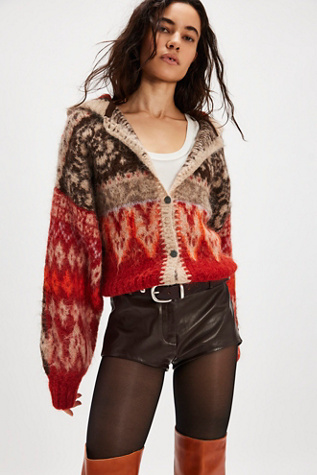 Delfina Brushed Cardi at Free People in Red, Size: XS
