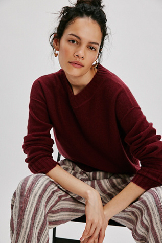 Serenity Cashmere Pullover at Free People in Pomegranate, Size: XL