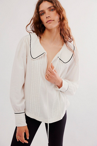 We The Free Molly Sailor Shirt at Free People in Optic White, Size: Large