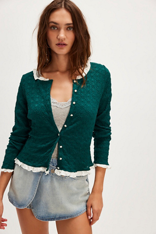 Blackbird Cardi At Free People In Rainforest, Size: Large