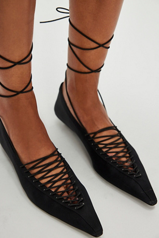 Alston Lace-Up Flats By Jeffrey Campbell At Free People In Black Fabric, Size: US 8.5