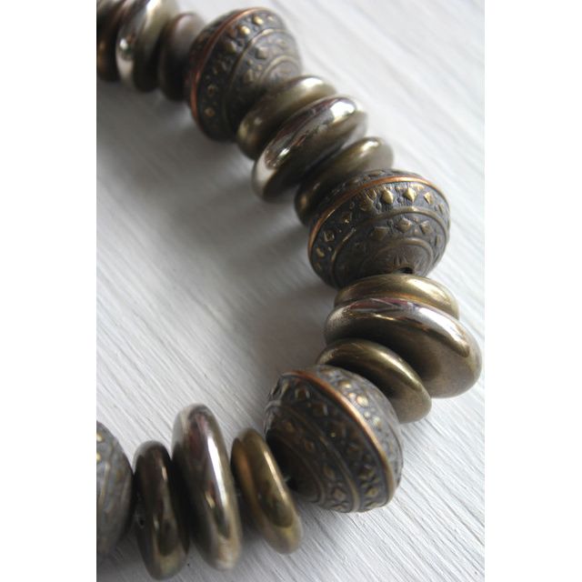 Vintage Embossed Graduated Chunky Bronze Beaded Collar Necklace Selected By Moons + Junes Vintage #1