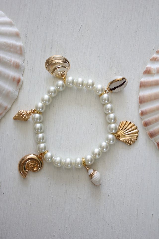 Vintage Shell Charm Pearl Bracelet Selected By Moons + Junes Vintage #2