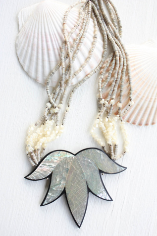 Vintage Mother of Pearl Pendant Shell Necklace Selected By Moons + Junes Vintage