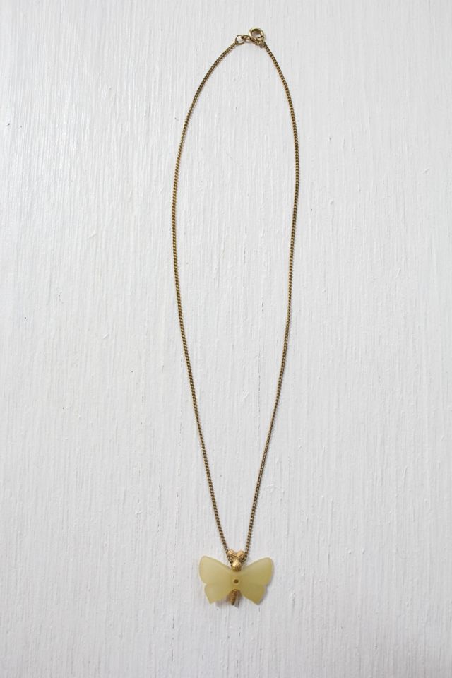 1960s Vintage Gold Fluorite Butterfly Necklace Selected By Moons + Junes Vintage #3