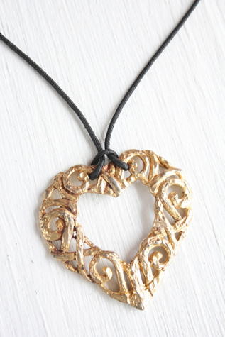 Vintage Gold Heart Pendant Necklace Selected By Moons + Junes Vintage