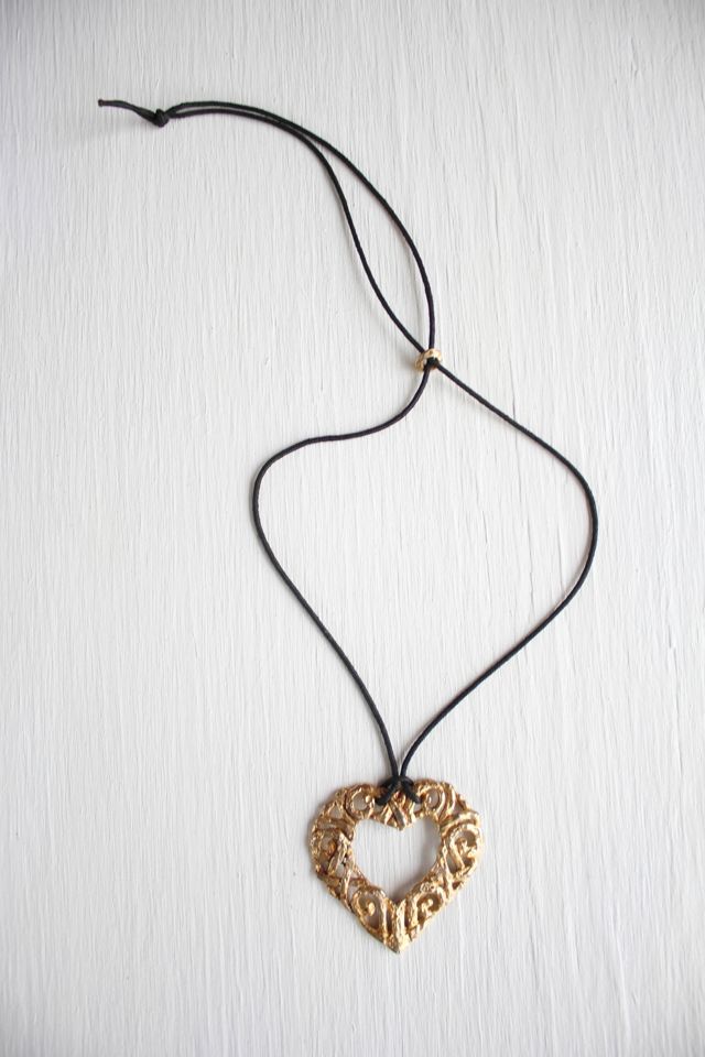 Vintage Gold Heart Pendant Necklace Selected By Moons + Junes Vintage #2