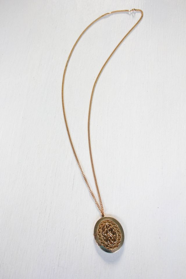 Vintage Gold Locket Pendant Necklace Selected By Moons + Junes Vintage #2